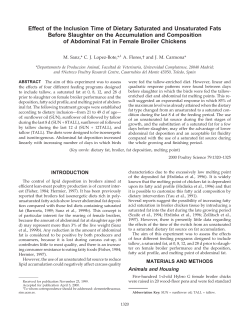 Effect of the Inclusion Time of Dietary Saturated and Unsaturated