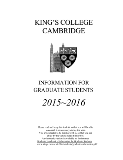 Graduate Handbook - King`s College, Cambridge