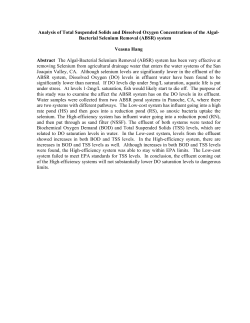 Analysis of Total Suspended Solids and Dissolved Oxygen