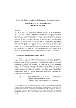 On the distribution of adjectives in Romanian: the