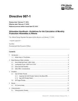 Directive 007-1: Allowables Handbook&mdash;Guidelines for the