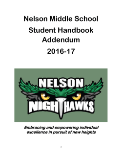 Nelson Middle School Student Handbook Addendum 2016-17