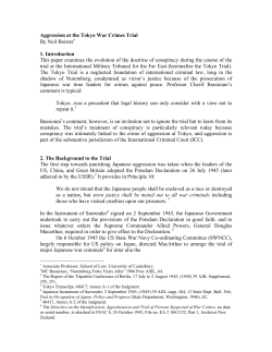 Aggression at the Tokyo War Crimes Trial By Neil Boister 1