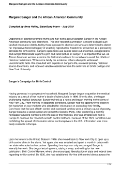 Margaret Sanger and the African American Community