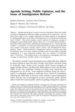 Agenda Setting, Public Opinion, and the Issue of Immigration Reformn