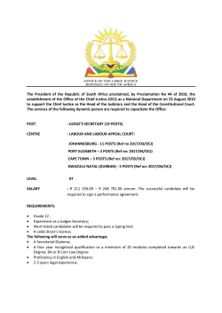 Judges Secretary - Office Of The Chief Justice