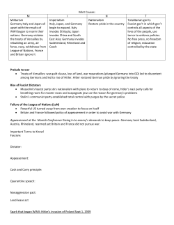 Mint Causes: M I N T Militarism Germany Italy and Japan all upset