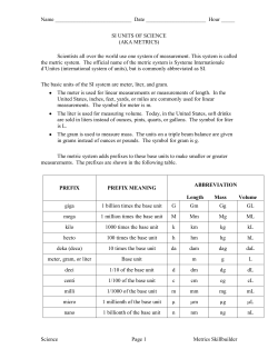 si units of science - Moore Public Schools