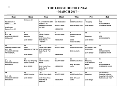 The Lodge - March 2017 Activities Calendar