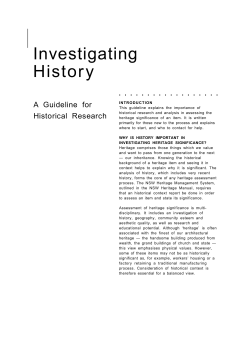 Investigating History - Office of Environment and Heritage