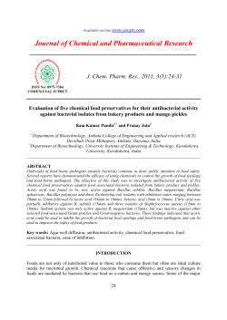 Evaluation of five chemical food preservatives for their antibacterial