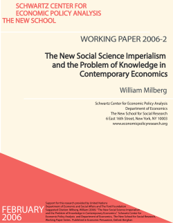 The New Social Science Imperialism and the Problem of Knowledge