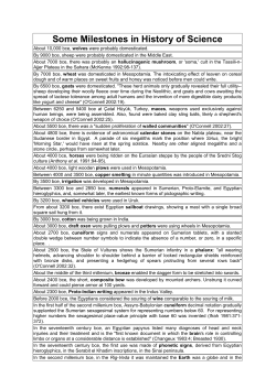 Some Milestones in History of Science