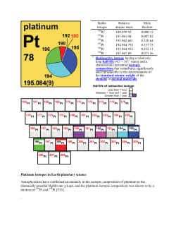 Platinum isotopes in Earth/planetary science Astrophysicists have