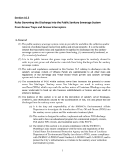 NEW F.O.G Ordinance Section 16.5 - Sewerage and Water Board of