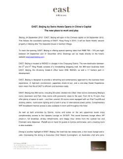 EAST, Beijing by Swire Hotels Opens in China`s Capital The new