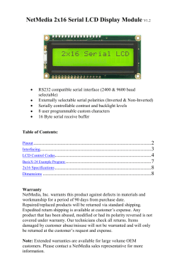 2x16 Serial LCD Display