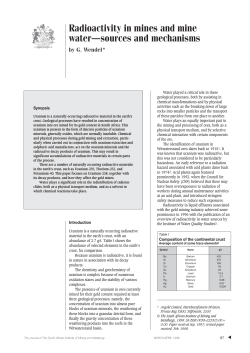Radioactivity in mines and mine water&mdash;sources and
