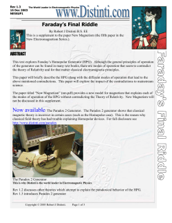 ABSTRACT Faraday`s Final Riddle