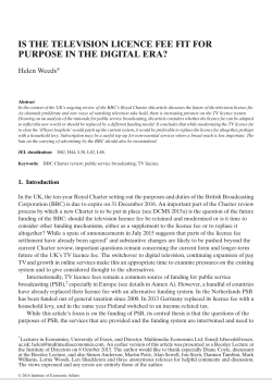 Is The Television Licence fee fit for Purpose in the Digital Era?