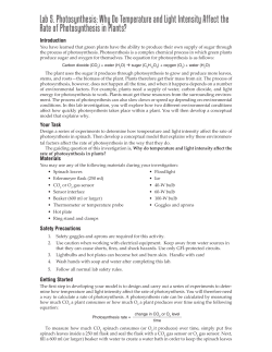 Lab 5. Photosynthesis: Why Do Temperature and Light Intensity