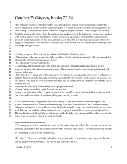 October 7: Odyssey, books 22-24