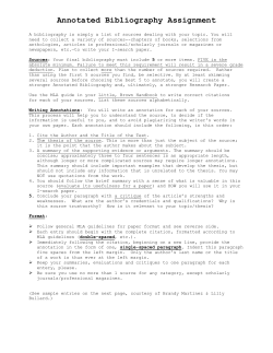 Annotated Bibliography Assignment