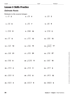 Lesson 9 Skills Practice Estimate Roots