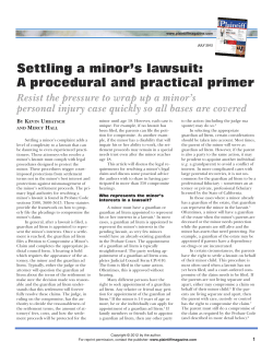 Settling a minor`s lawsuit