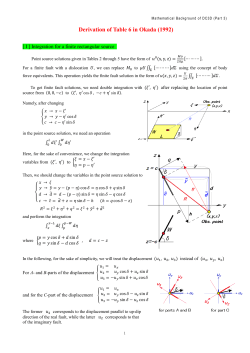 Derivation of Table 6 in Okada (1992)