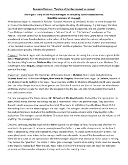 Compare/Contrast: Phantom of the Opera novel vs. musical The