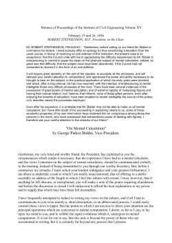 On Mental Calculation