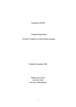 Linguistic Imperialism: The Role of English as an International