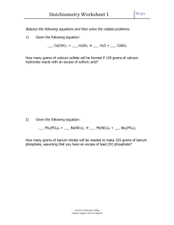 Stoichiometry Worksheet 1 - Everett Community College