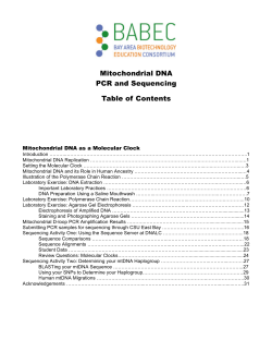 Mitochondrial DNA PCR and Sequencing Table of Contents