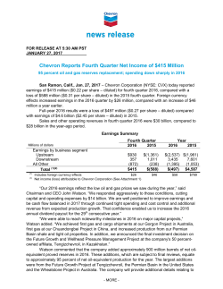 Chevron Reports Fourth Quarter Net Income of $415 Million