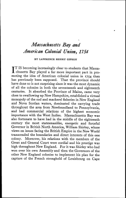 Massachusetts Bay and American Colonial Union^ 1754