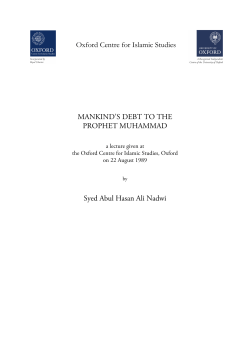 MANKIND`S DEBT TO THE PROPHET MUHAMMAD Syed Abul