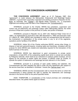 Concession Agreement - metropolitan waterworks and sewerage