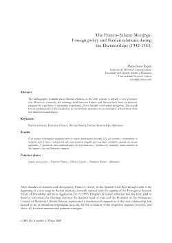 The Franco&ndash;Salazar Meetings: Foreign policy and Iberian relations
