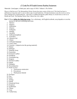 9th Grade Pre-AP English Summer Reading Assignment Materials