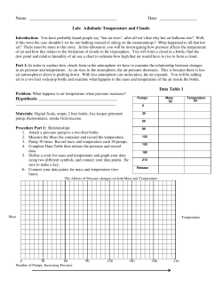 Lab: Adiabatic Temperature and Clouds Data Table 1