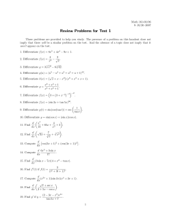 Review Problems for Test 1 - Division of Applied Mathematics