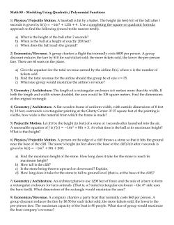 Math 80 – Modeling Using Quadratic / Polynomial Functions 1
