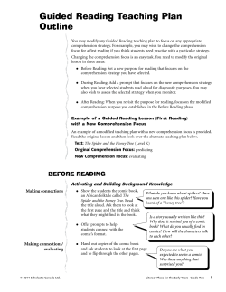 Guided Reading Teaching Plan Outline