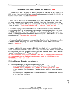 Test on Insurance, Record Keeping and Bankruptcy (Key)