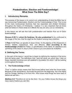 Predestination, Election and Foreknowledge! What Does The Bible