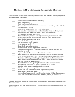 Language Analysis Handouts