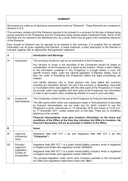 Summary - Hargreave Hale VCT`s