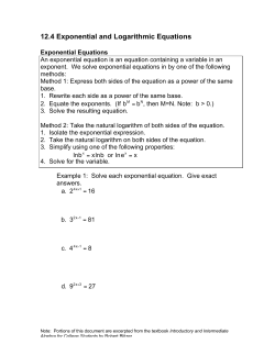 12.4 Exponential and Logarithmic Equations